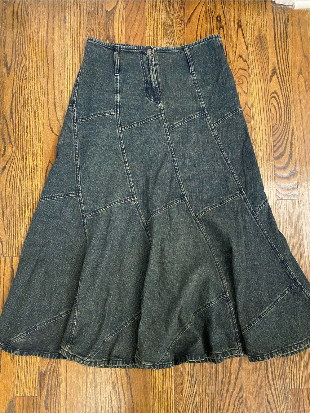Denim Maxi Skirt in Washed Black